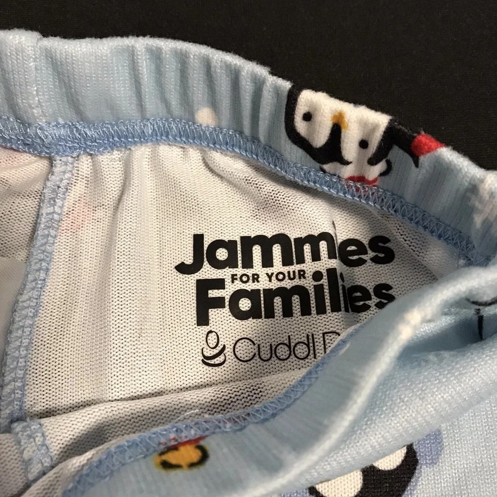 Cuddl Duds Toddler Boys 2pc Pajama Set Size 3-4T Penguin Holiday Print Blue Gray